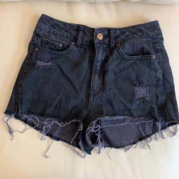Black/navy jean short shorts - Picture 1 of 3